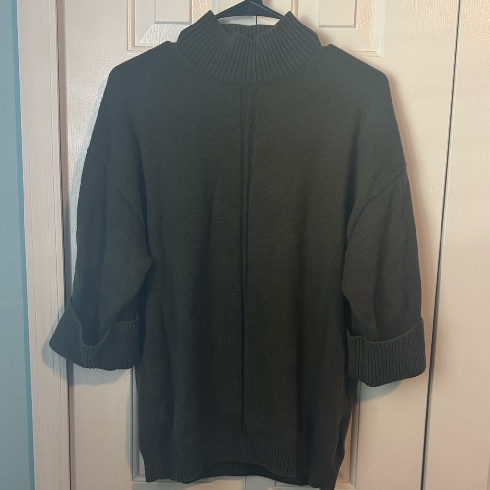 Gerard Darel Women’s 100% Wool Mock Neck Sweater (Dark Green)